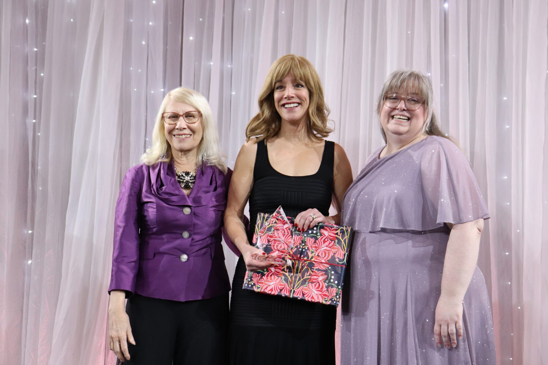 Marjolaine Hudon (centre) with 2023 lifetime achievement recipient Clare Beckton and WBN president Karen Wilson at the Businesswoman of the Year Awards Gala. (Photo by Mia Jensen)